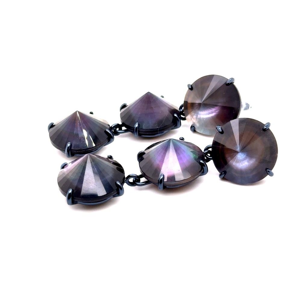 Kendra Scott Jolie Drop Earrings Black Mother of Pearl Gunmetal Statement